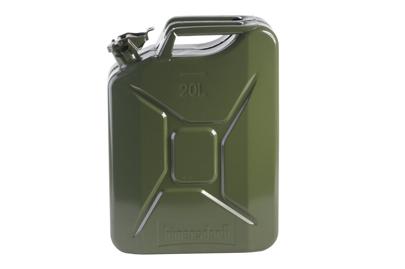 Hünersdorff Nourrice à Carburant Métallique Classic 20 L Kaki Laqué – Homologuée NU Pour Essence Et Diesel